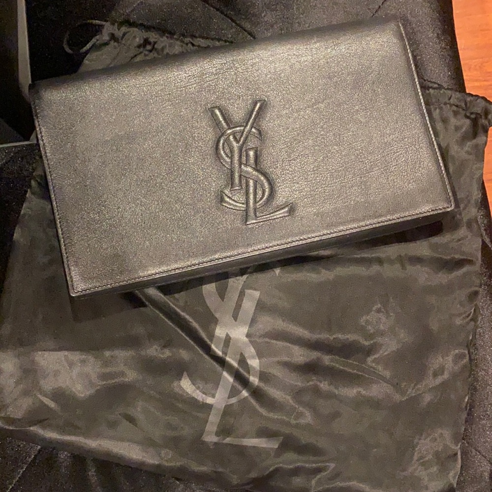 Saint Laurent Belle de Jour Leather Black Clutch